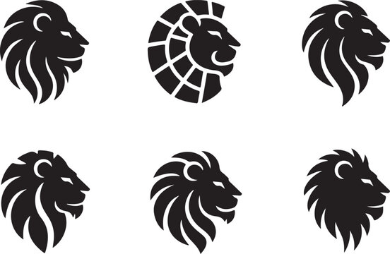 Majestic Lion Head Designs A Collection of Elegant and Powerful Vector Illustrations