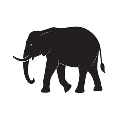 Elephant Walking Side View Silhouette