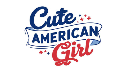 Cute American Girl text design isolated on a transparent background lettering