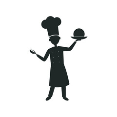 Chef Cooking With Pan Silhouette Art