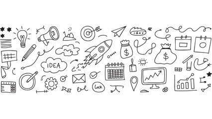 Digital Marketing Sketch, Business Growth Icons, Concept Design