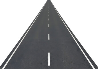 Road isolated on white or transparent background. PNG, top view