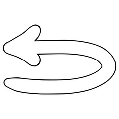 back button icon illustration hand drawn outline vector