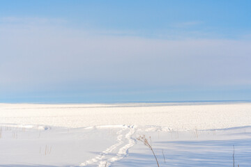 知床の雪原と流氷 © kino