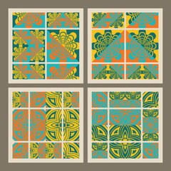 Graphic set of abstract geometry in summer colors