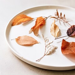 Muted tones with scattered dried foliage