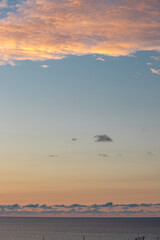 View over sea in a beautiful sunset on the beach in Sicily, Italy