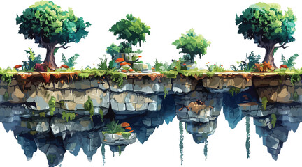  2D Game Forest Platform Background
