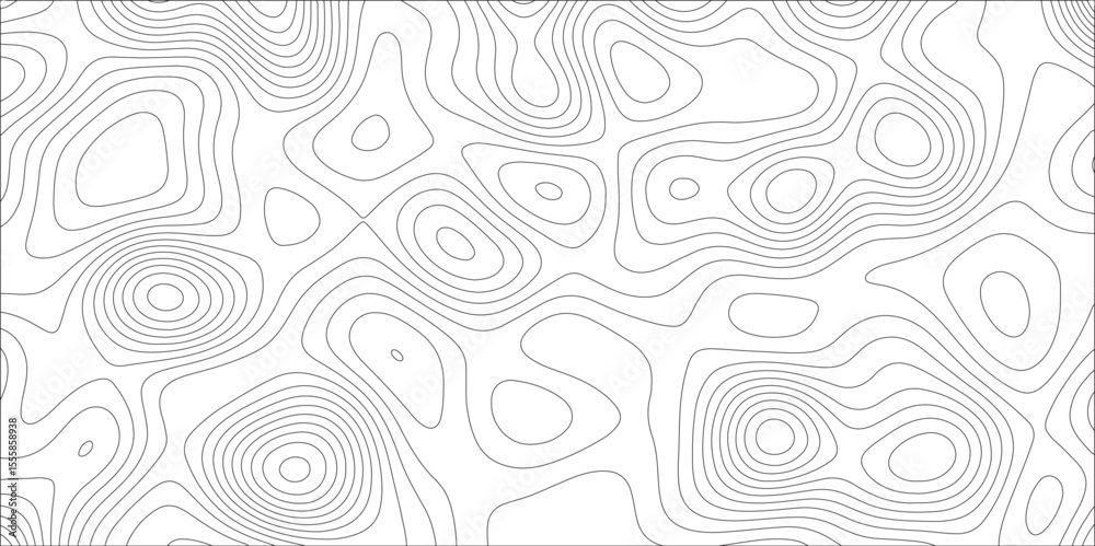 Poster Ocean topographic line map with curvy wave isolines vector illustration. Abstract topographic contours map background, Vector contour topographic map. Cartography texture abstract banner use.	
