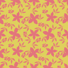 Trendy Floral pattern in the many kind of flowers. Tropical botanical Motifs scattered random. Seamless vector texture. For fashion prints. Printing with in hand drawn style on peach background