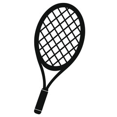 tennis racket silhouette icon isolated on white background