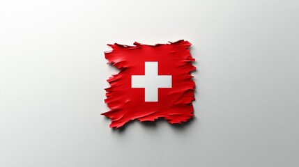 Obraz premium Switzerland flag on a clean white background, centered and detailed,