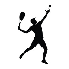 tennis player with ball silhouette icon isolated on white background