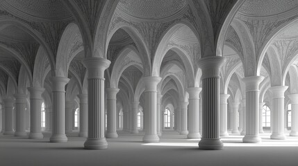 White Room with Repeating Arches and Pillars