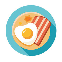 fried eggs and bacon platter, breakfast platter icon isolated on white background