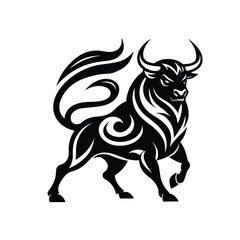 tribal bull silhouette logo vector icon isolated on white background