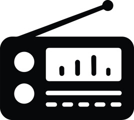 Silhouette of classic radio receiver icon Vector illustration
