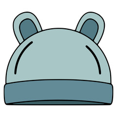 baby hat with ears flat color vector illustration template design