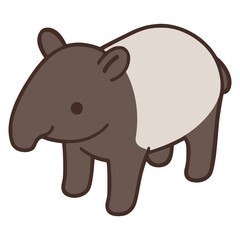 tapir wild animal isometric flat color vector illustration template design