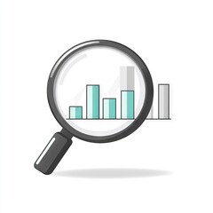 Magnifying glass focusing on bar graph
