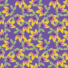 Tropical flower pattern seamless, silhouette of blooming, hand drawn botanical, Floral leaf for spring and Summer time, natural ornaments for textile, fabric, wallpaper, background design.
