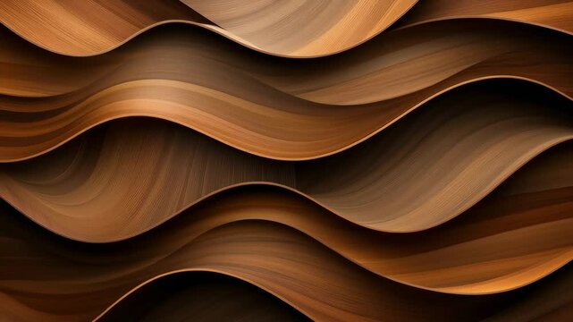Flowing layered wood texture animation with smooth undulating waves and warm brown tones in abstract organic motion