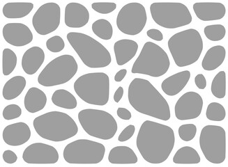 Seamless pebble stone pattern with river rock texture and vector round elements. Summer river background for bathroom floor or game design illustration. Smooth mosaic cobblestone path in interior.