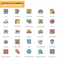 Shopping and E-commerce Icons – Flat Vector Set of Online Retail and Payment Elements