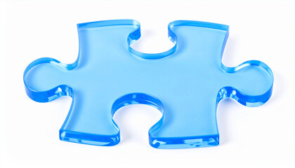 Obraz premium Transparent blue puzzle piece. Isolated on white.