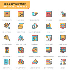 SEO Optimization Icons – Flat Vector Set for Search Engine and Digital Marketing