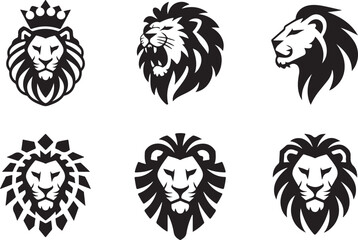 Obraz premium Majestic Lion Head Illustrations A Collection of Regal Designs