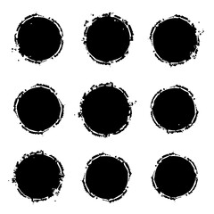 set of black ink splashes