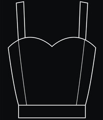 Corsage top image outline white on black background