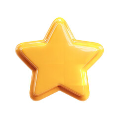 Glossy yellow star vector illustration cartoonish celebration reward on transparent background