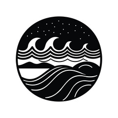 Sea beach silhouette vector art