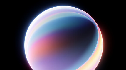 planet in space, glowing sphere on black background, abstract sphere with rainbow