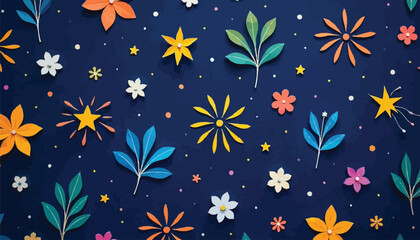 Colorful Hand Drawn Pattern with Hearts Stars Arrows Circles and Scribbles