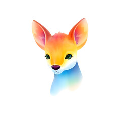 Colorful Fantasy Deer Head Illustration PNG – Transparent Background