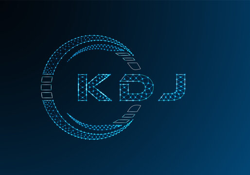 KDJ low poly letter logo vector design. KDJ lower poly logo design. Low poly logo.