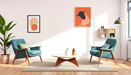 Stylish comfy chairs, modern home & office furniture, vector illustrations,   vector art,  leather