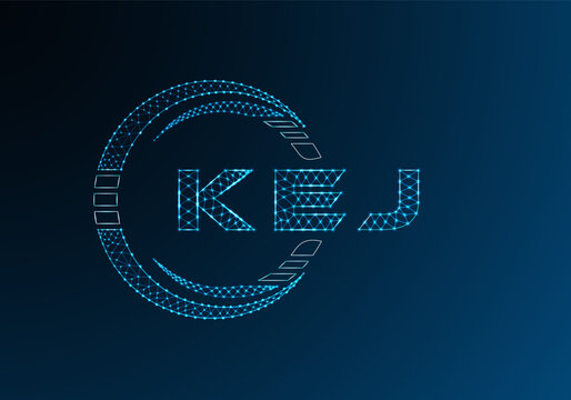 KEJ low poly letter logo vector design. KEJ lower poly logo design. Low poly logo.