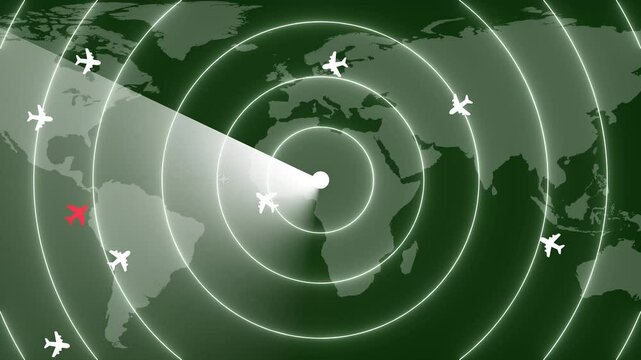 A plane has crashed and has been detected on radar, the radar is monitoring the plane. The plane's red signal and guidance radar are visible.