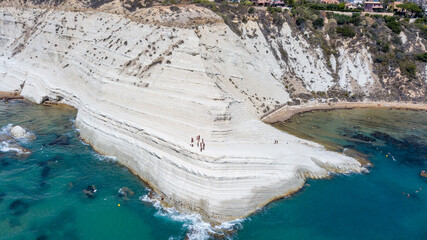 Aerial view over Scala dei Turchi (Stair of the Turks) beautiful landscape in Sicily, Italy