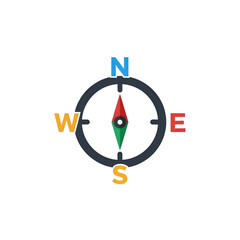 Brightly colored navigational graphic element featuring a symbolic directional compass icon against a stark black background representing guidance and the pursuit of purpose on