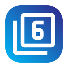 Number 6 stack icon for image or media collections.