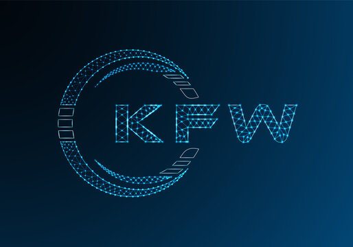 KFW low poly letter logo vector design. KFW lower poly logo design. Low poly logo.