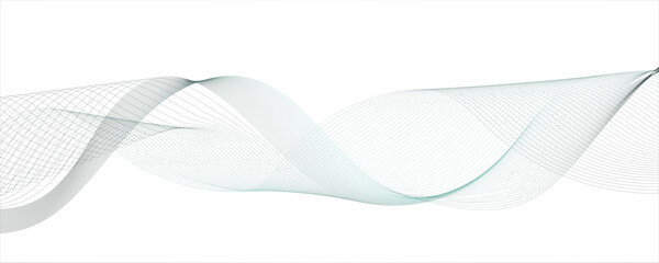 Abstract digital wave pattern consisting of smooth, flowing lines in a teal gray gradient. Curved wavy lines tech futuristic motion background. Smooth, flowing waveforms gray.