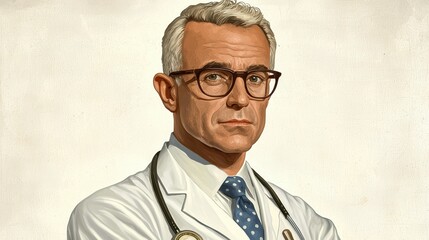 Obraz premium Portrait of a Middle Aged Doctor in White Coat