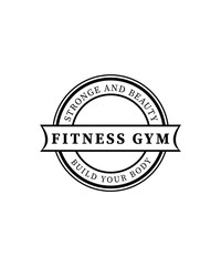 Retro Style Fitness Gym Logo , Emblem Vintage Fitness Logo Design