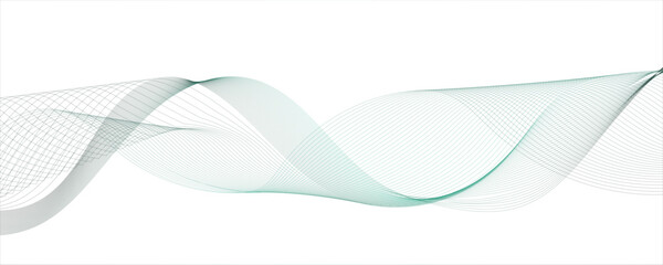 Abstract gradient green wavy flowing dynamic smooth curve lines background. Digital future technology concept, presentation, Wave with lines created using blend tool. Curved wavy line, smooth stripe.